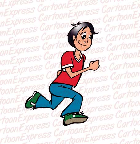 vector cartoon illustration of a boy running