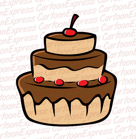 Clip  Birthday Cake on Cartoon Vector Illustration Of A Chocolate Cake Cherries