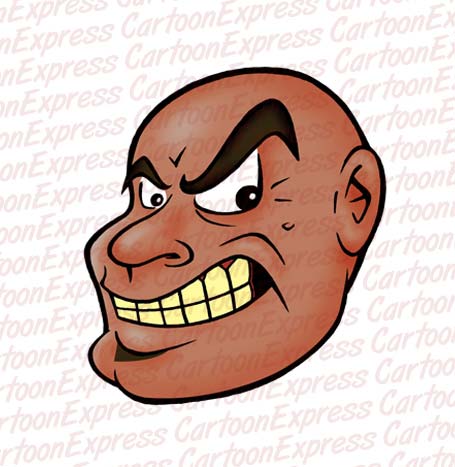 vector cartoon illustration of a mean black bald guy