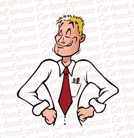 vector cartoon illustration of an employee smiling