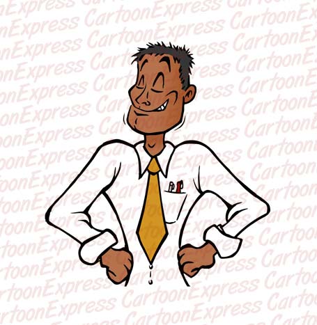 vector cartoon illustration of an employee smiling