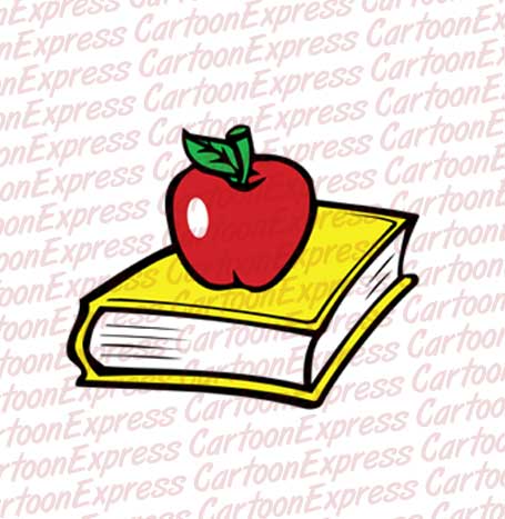 Aplle on Cartoon Vector Illustration Of A Schoolbook And Apple