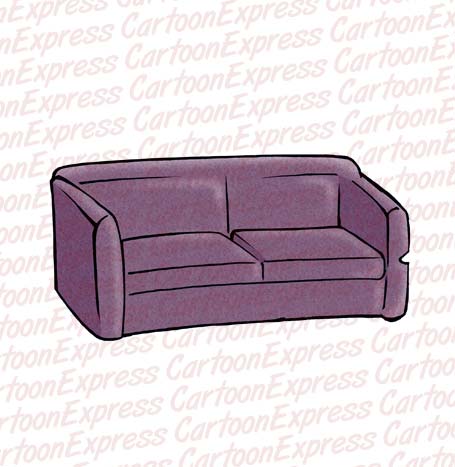 vector cartoon illustration of a purple sofa