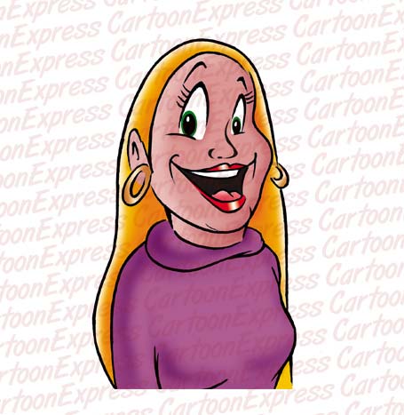 vector cartoon illustration of happy blonde woman